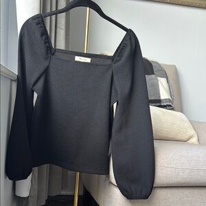 Chic Black Square Neck Blouse